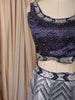 Midnight Navy Blue Heavy Stone Embellished Design Banarasi Silk Party Wear Lehenga with Matching Dupatta