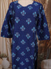 Midnight Navy Blue Ikat Printed Design Pure Cotton Straight Cut Salwar Suit with Matching Dupatta