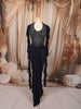 Midnight Navy Blue Multicolor Floral Beads and Zardozi Embroidered Design Chiffon Skirt Top Indo Western Lehenga with Matching Ruffled Dupatta