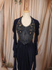 Midnight Navy Blue Multicolor Floral Beads and Zardozi Embroidered Design Chiffon Skirt Top Indo Western Lehenga with Matching Ruffled Dupatta