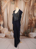 Midnight Navy Blue Multicolor Floral Beads and Zardozi Embroidered Design Chiffon Skirt Top Indo Western Lehenga with Matching Ruffled Dupatta