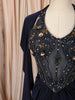 Midnight Navy Blue Multicolor Floral Beads and Zardozi Embroidered Design Chiffon Skirt Top Indo Western Lehenga with Matching Ruffled Dupatta