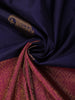Midnight Navy Blue Paisley Butta Woven Design Pure Kanchipuram Silk Saree with Contrast Floral Border