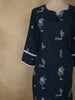 Midnight Navy Blue Thread Embroidered Design Cotton Salwar Suit with Dupatta
