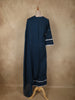 Midnight Navy Blue Thread Embroidered Design Cotton Salwar Suit with Dupatta