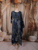 Midnight Navy Blue Traditional Geometric Printed Design Crepe Silk Anarkali Salwar Suit with Matching Dupatta