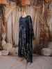 Midnight Navy Blue Traditional Geometric Printed Design Crepe Silk Anarkali Salwar Suit with Matching Dupatta