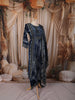 Midnight Navy Blue Traditional Geometric Printed Design Crepe Silk Anarkali Salwar Suit with Matching Dupatta