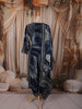 Midnight Navy Blue Traditional Geometric Printed Design Crepe Silk Anarkali Salwar Suit with Matching Dupatta