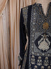 Midnight Navy Blue Traditional Motif Printed Design Crepe Silk Anarkali Salwar Suit with Matching Dupatta