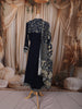 Midnight Navy Blue Traditional Motif Printed Design Crepe Silk Anarkali Salwar Suit with Matching Dupatta