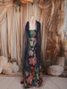 Midnight Navy Floral Printed and Stone Embellished Design Tissue Silk Fancy Lehenga with Matching Choker Dupatta