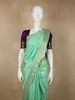 Mint Aqua Green Butta Woven Design Pure Kanchipuram Silk Saree with Zari Border