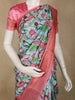 Mint Aqua Blue Floral Woven Design Art Silk Designer Saree