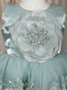 Mint Green 3D Floral Design Net Frock