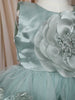 Mint Green 3D Floral Design Net Frock