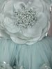Mint Green 3D Floral Design Net Frock