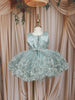 Mint Green 3D Floral Design Net Frock