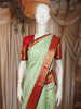 Mint Green Butta Woven Design Pure Kanchipuram Silk Saree with Contrast Zari Border