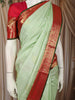 Mint Green Butta Woven Design Pure Kanchipuram Silk Saree with Contrast Zari Border