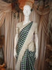 Mint Green Checked Woven Design Pure Kanchipuram Silk Saree with Contrast Zari Border