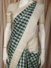 Mint Green Checked Woven Design Pure Kanchipuram Silk Saree with Contrast Zari Border