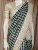 Mint Green Checked Woven Design Pure Kanchipuram Silk Saree with Contrast Zari Border