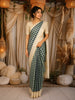 Mint Green Checked Woven Design Pure Kanchipuram Silk Saree with Contrast Zari Border