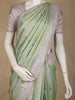 Mint Green Checks Woven Pure Kanchipuram Silk Saree with Pastel Lavender Border