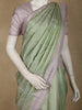 Mint Green Checks Woven Pure Kanchipuram Silk Saree with Pastel Lavender Border