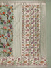 Mint Green Floral And Bird Printed Tussar Silk Saree