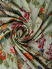 Mint Green Floral And Bird Printed Tussar Silk Saree