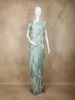 Mint Green Floral Design Tussar Saree with Applique Work