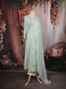 Mint Green Floral Embroidered Cotton Salwar Suit with Embroidered Dupatta