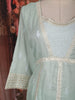 Mint Green Floral Embroidered Cotton Salwar Suit with Embroidered Dupatta