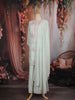 Mint Green Floral Embroidered Cotton Sharara Salwar Suit