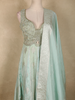 Mint Green Floral Embroidered Tissue Silk Palazzo Suit with Dupatta