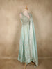 Mint Green Floral Embroidered Tissue Silk Palazzo Suit with Dupatta