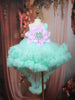 Mint Green Floral Layered Design Net Ruffle Frock
