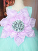Mint Green Floral Layered Design Net Ruffle Frock
