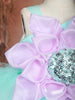 Mint Green Floral Layered Design Net Ruffle Frock