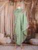 Mint Green Floral Painted Cotton Salwar Suit with Dupatta