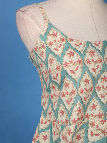 Mint Green Floral Printed Cotton Salwar Suit - Diadem
