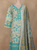 Mint Green Floral Printed Cotton Salwar Suit with Dupatta