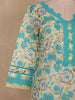 Mint Green Floral Printed Cotton Salwar Suit with Dupatta