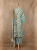 Mint Green Floral Printed Cotton Salwar Suit with Dupatta