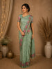 Mint Green Floral Printed Design Semi Tussar Saree