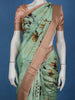 Mint Green Floral Printed Design Tussar Saree