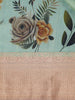 Mint Green Floral Printed Design Tussar Saree