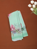 Mint Green Floral Printed Soft Chiffon Saree